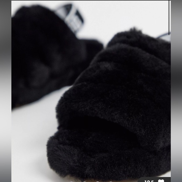 UGG Fluff Yeah slide flat sandals in black - Picture 2 of 12